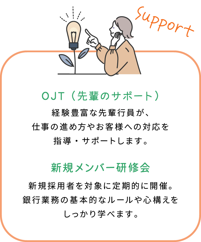 先輩のサポートや研修会があり、成長をサポートする体制が整っています